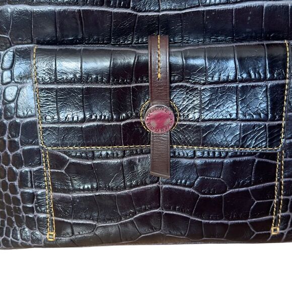 DOONEY & BOURKE Brown Crocodile Embossed Leather Hobo Shoulder Handbag - Picture 6 of 15